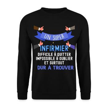 Cadeau Métier Homme Super Infirmier - Sweat-shirt Unisexe - noir - Devant - Alina (178cm) & Michal (187cm)