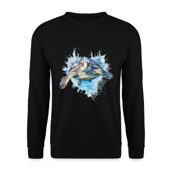 Tortue bleue - Sweat-shirt Unisexe - noir - Devant - Alina (178cm) & Michal (187cm)