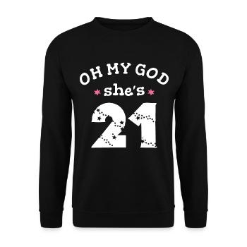 Oh mon dieu, elle a 21 ans - Sweat-shirt Unisexe - noir - Devant - Alina (178cm) & Michal (187cm)