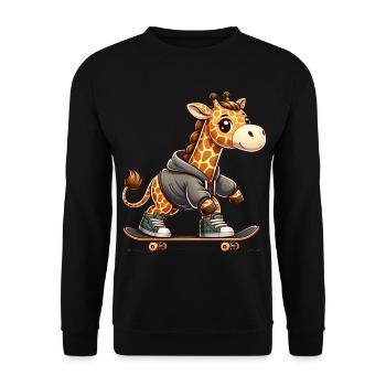 Cute Skater Giraffe - Unisex Sweatshirt - black - Front - Alina (178cm) & Michal (187cm)