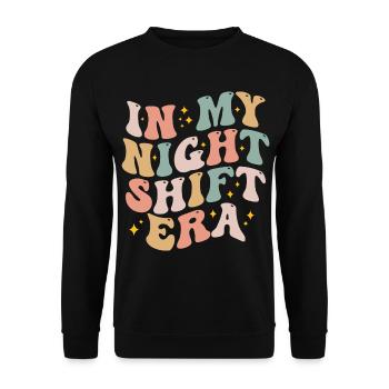 In My Night Shift Era Retro Night Shift - Nurse - Unisex Sweatshirt - black - Front - Alina (178cm) & Michal (187cm)