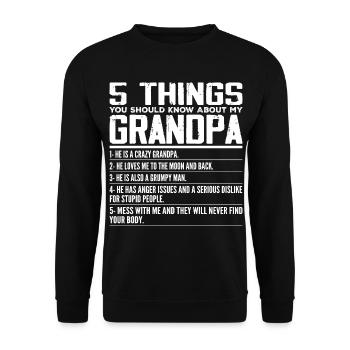 5 Things You Should Know About My Grandpa - Unisex Sweatshirt - black - Front - Alina (178cm) & Michal (187cm)
