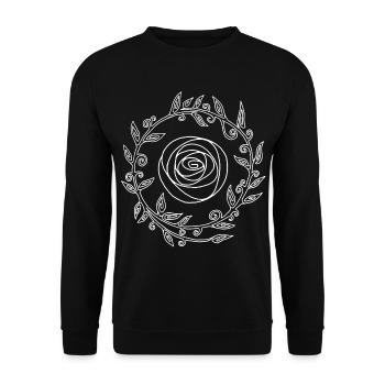Weiß gekrönte Blume - Unisex Pullover - Schwarz - Vorne - Alina (178cm) & Michal (187cm)