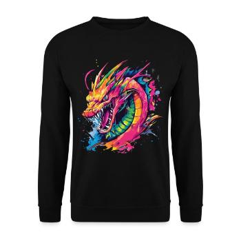 Dragon Colorful Fantasy Magic Mysticism Mythology Art - Unisex Sweatshirt - black - Front - Alina (178cm) & Michal (187cm)