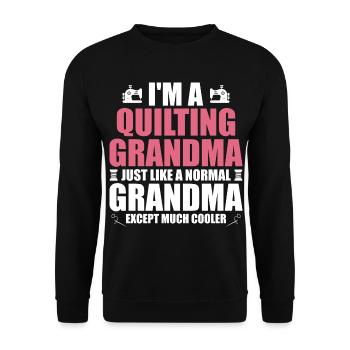 Ich bin eine Quilt-Oma, genau wie eine normale Oma - Unisex Pullover - Schwarz - Vorne - Alina (178cm) & Michal (187cm)