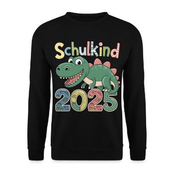 School Child 2025 First Year Dinosaur Dino - Unisex Sweatshirt - black - Front - Alina (178cm) & Michal (187cm)