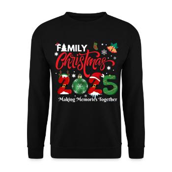 FROHE WEIHNACHTEN, Familienweihnachten 2025 - Unisex Pullover - Schwarz - Vorne - Alina (178cm) & Michal (187cm)