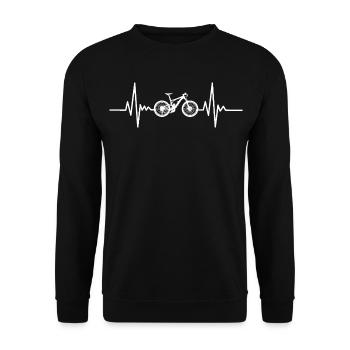 Herzschlag Fahrrad Silhouette - Unisex Pullover - Schwarz - Vorne - Alina (178cm) & Michal (187cm)