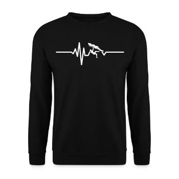 Battement de cœur en bloc – l’escalade, c’est la passion - Sweat-shirt Unisexe - noir - Devant - Alina (178cm) & Michal (187cm)