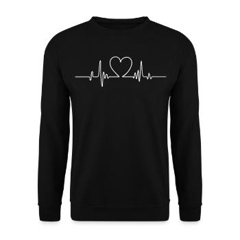 Heartbeat Design – Your Pulse for Life - Unisex Sweatshirt - black - Front - Alina (178cm) & Michal (187cm)