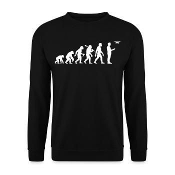 Drohne Pilot Evolution Für Erprobte Drone Piloten - Unisex Pullover - Schwarz - Vorne - Alina (178cm) & Michal (187cm)
