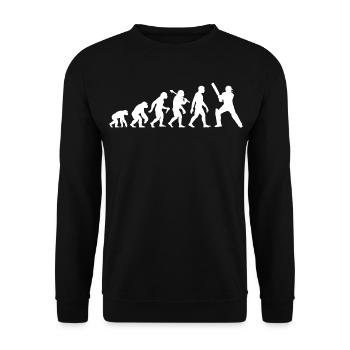 Cricket Evolution – Batter – Ich Liebe Cricket - Unisex Pullover - Schwarz - Vorne - Alina (178cm) & Michal (187cm)