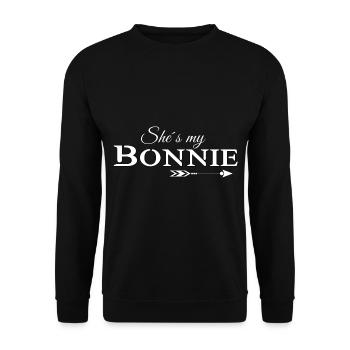 Bonnie & Clyde 2 (part1) Partnerlook love Geschenk - Unisex Pullover - Schwarz - Vorne - Alina (178cm) & Michal (187cm)