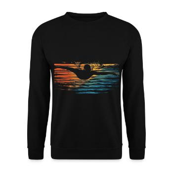 Schwimmen Schwimmer Retro Vintage - Unisex Pullover - Schwarz - Vorne - Alina (178cm) & Michal (187cm)