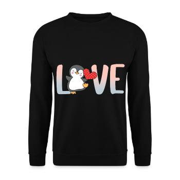 Pingouin Valentine’s Day Heart Love Gift Idea - Sweat-shirt Unisexe - noir - Devant - Alina (178cm) & Michal (187cm)