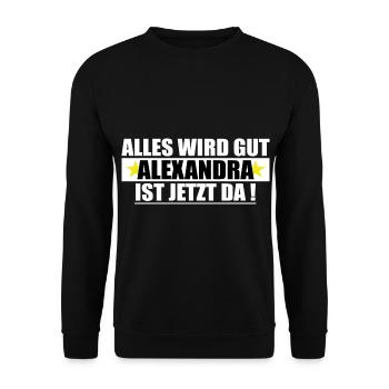 Alexandra Name Vorname Geburtstag - Unisex Pullover - Schwarz - Vorne - Alina (178cm) & Michal (187cm)
