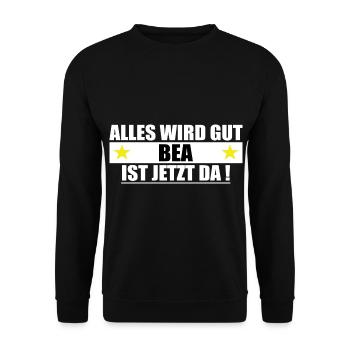 Bea Last Name First Name Birthday - Unisex Sweatshirt - black - Front - Alina (178cm) & Michal (187cm)
