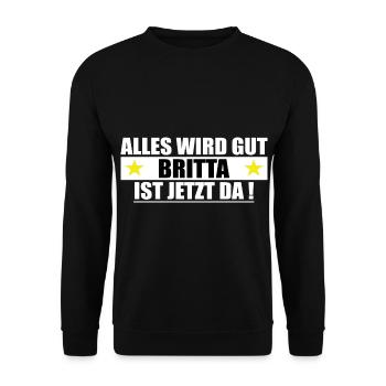 Britta Last Name First Name Birthday - Unisex Sweatshirt - black - Front - Alina (178cm) & Michal (187cm)