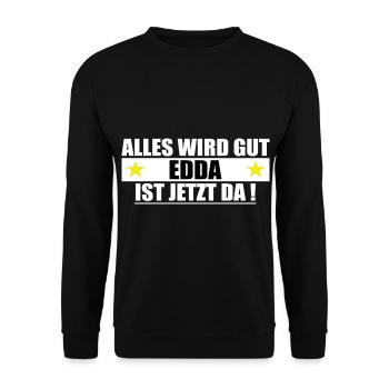 Edda Last name First name Birthday - Unisex Sweatshirt - black - Front - Alina (178cm) & Michal (187cm)