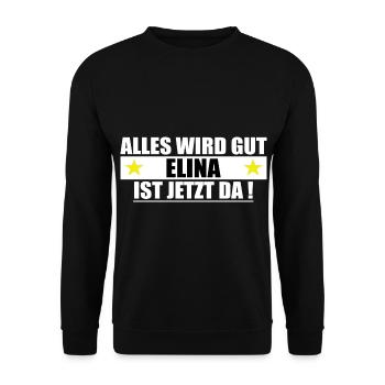 Elina Last Name First Name Birthday - Unisex Sweatshirt - black - Front - Alina (178cm) & Michal (187cm)