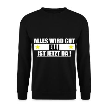 Elli last name First name Birthday - Unisex Sweatshirt - black - Front - Alina (178cm) & Michal (187cm)