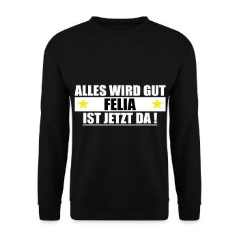 Felia Last Name First Name Birthday - Unisex Sweatshirt - black - Front - Alina (178cm) & Michal (187cm)
