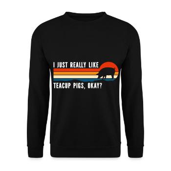 Teacup Schwein Schwein Minipig Piggy - Unisex Pullover - Schwarz - Vorne - Alina (178cm) & Michal (187cm)