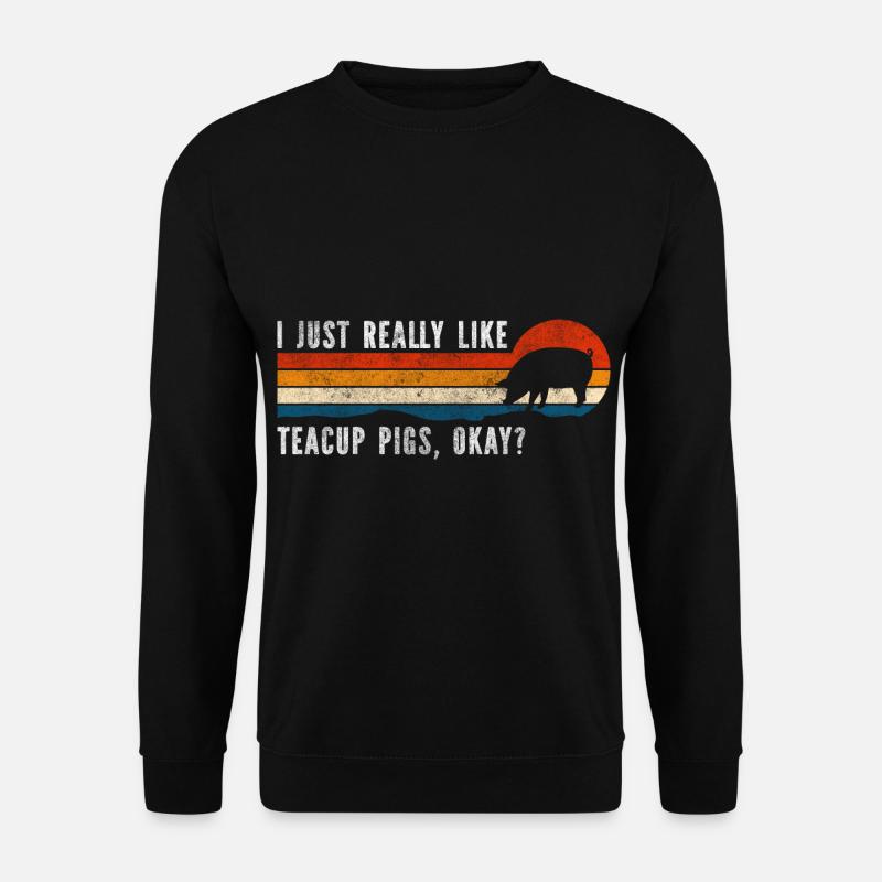 Teacup Ringelschwanz Schwein - Unisex Pullover - Schwarz