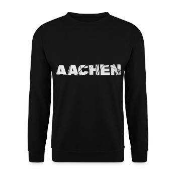 Aachen Germany City Font Skyline Broken - Unisex Sweatshirt - black - Front - Alina (178cm) & Michal (187cm)