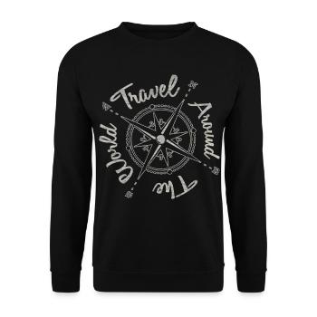 Travel Work & Travel Adventure Compass Gift - Unisex Sweatshirt - black - Front - Alina (178cm) & Michal (187cm)
