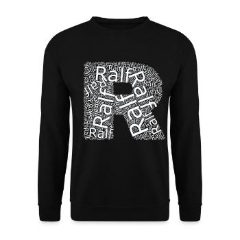 Ralf Vorname als Wortwolke - Unisex Pullover - Schwarz - Vorne - Alina (178cm) & Michal (187cm)