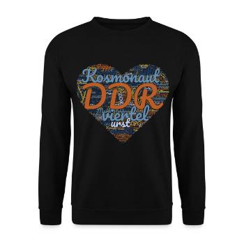 DDR Ostalgie Herz - Unisex Pullover - Schwarz - Vorne - Alina (178cm) & Michal (187cm)