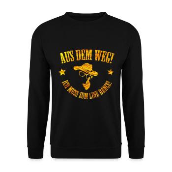 Aus dem Weg ich muss zum Line Dance, Linedancing - Unisex Pullover - Schwarz - Vorne - Alina (178cm) & Michal (187cm)
