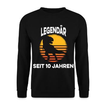 10.Geburtstag Geschenk Jungen T-Rex - Unisex Pullover - Schwarz - Vorne - Alina (178cm) & Michal (187cm)