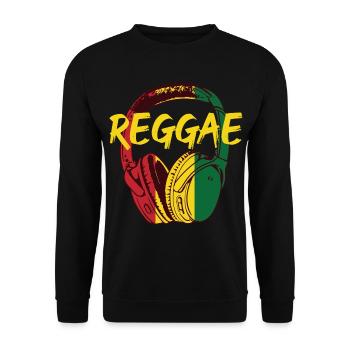 Reggae Musik Kopfhörer - Unisex Pullover - Schwarz - Vorne - Alina (178cm) & Michal (187cm)