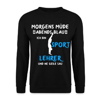 Sportlehrer Spruch Sportunterricht Schulsport - Unisex Pullover - Schwarz - Vorne - Alina (178cm) & Michal (187cm)
