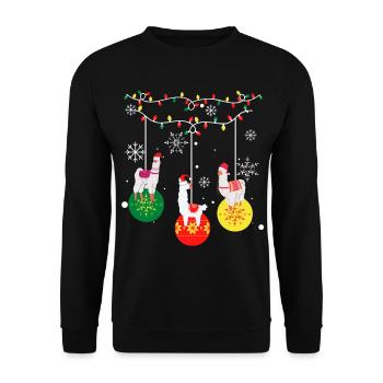 Alpaca Llama Christmas - Unisex Sweatshirt - black - Front - Alina (178cm) & Michal (187cm)