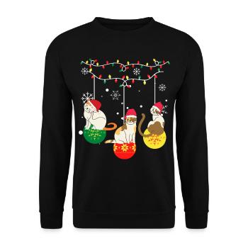 Lustige Weihnachtskatzen - Unisex Pullover - Schwarz - Vorne - Alina (178cm) & Michal (187cm)