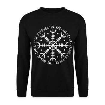 Helmet Of Awe - Viking Symbol - Icelandic Culture - Unisex Sweatshirt - black - Front - Alina (178cm) & Michal (187cm)