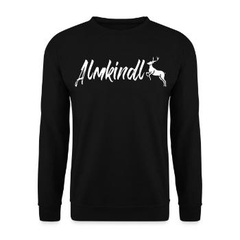 Almkindl - Almkindl Schriftzug - Unisex Pullover - Schwarz - Vorne - Alina (178cm) & Michal (187cm)