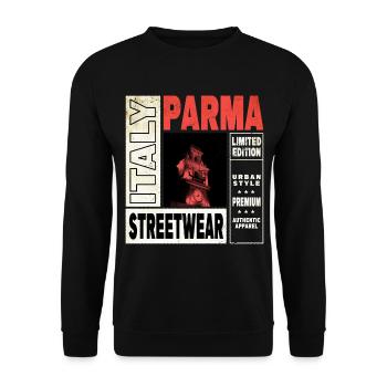 Parma Italien Stadt Skyline Heimat Liebe Urlaub - Unisex Pullover - Schwarz - Vorne - Alina (178cm) & Michal (187cm)
