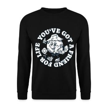 Friend for life Umweltschutz Erthday - Unisex Pullover - Schwarz - Vorne - Alina (178cm) & Michal (187cm)