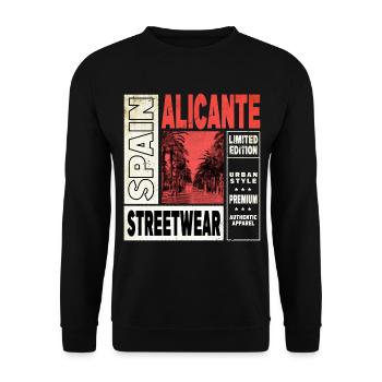 Alicante Espagne Ville Skyline Maison de Vacances Amour - Sweat-shirt Unisexe - noir - Devant - Alina (178cm) & Michal (187cm)