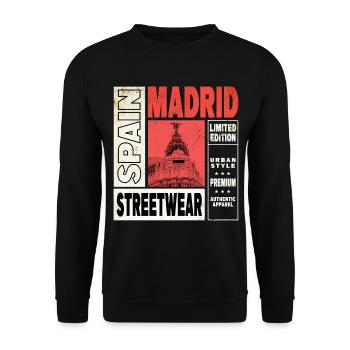 Madrid Espagne City Skyline Maison de vacances Love - Sweat-shirt Unisexe - noir - Devant - Alina (178cm) & Michal (187cm)