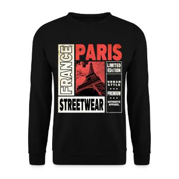 Paris Frankreich Stadt Skyline Eiffelturm - Unisex Pullover - Schwarz - Vorne - Alina (178cm) & Michal (187cm)