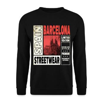 Barcelona Spain City Skyline Holiday Summer - Unisex Sweatshirt - black - Front - Alina (178cm) & Michal (187cm)