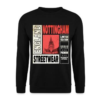 Nottingham Angleterre UK City Skyline Accueil Amour - Sweat-shirt Unisexe - noir - Devant - Alina (178cm) & Michal (187cm)