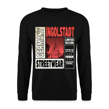 Ingolstadt Deutschland Stadt Skyline Heimat Liebe - Unisex Pullover - Schwarz - Vorne - Alina (178cm) & Michal (187cm)