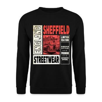 Sheffield England UK City Skyline Home Love - Unisex Sweatshirt - black - Front - Alina (178cm) & Michal (187cm)