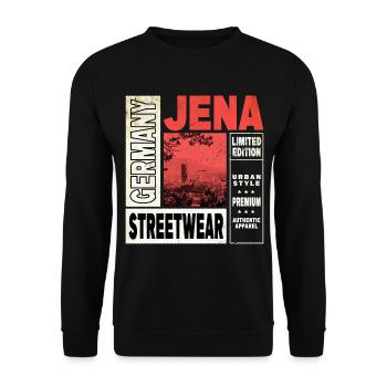 Jena Germany City Skyline Home Love - Unisex Sweatshirt - black - Front - Alina (178cm) & Michal (187cm)